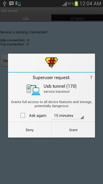 reverse tethering share interent connection with android phone