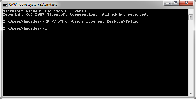 Force Delete File or Folder using Command Prompt on Windows