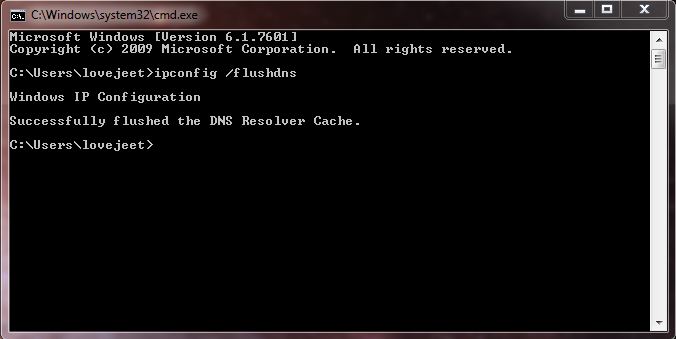 command prompt flushdns