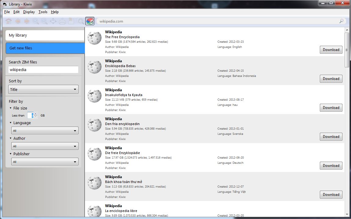 kiwix wikipedia full download