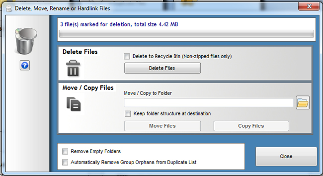 delete duplicate files individuallly