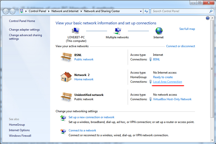 Windows-network-and-sharing-center