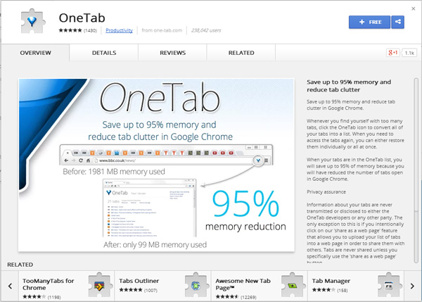 Onetab-Minimize-Multiple-Tabs-in-Google-Chrome-into-One-tab