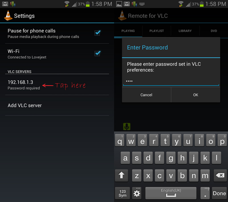 select-server-and-enter-password-remote-for-vlc-android