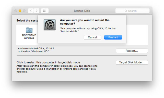 startup disk mac restart