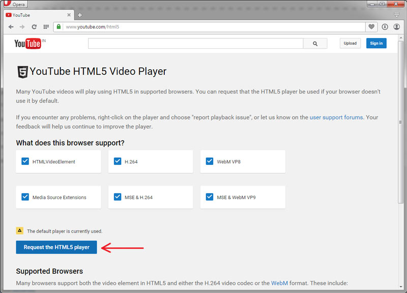 youtube html5 video player chrome