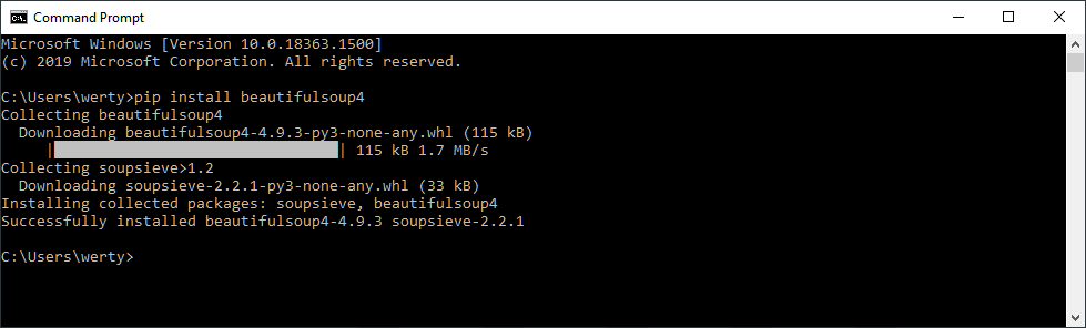 install beautifulsoup4 windows